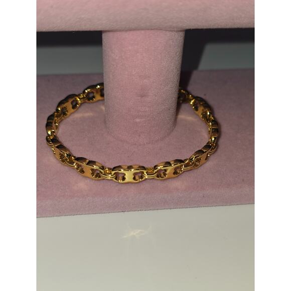 Tory Burch Gold Gemini Logo Cuff Bracelet - NWOT - Picture 2 of 3